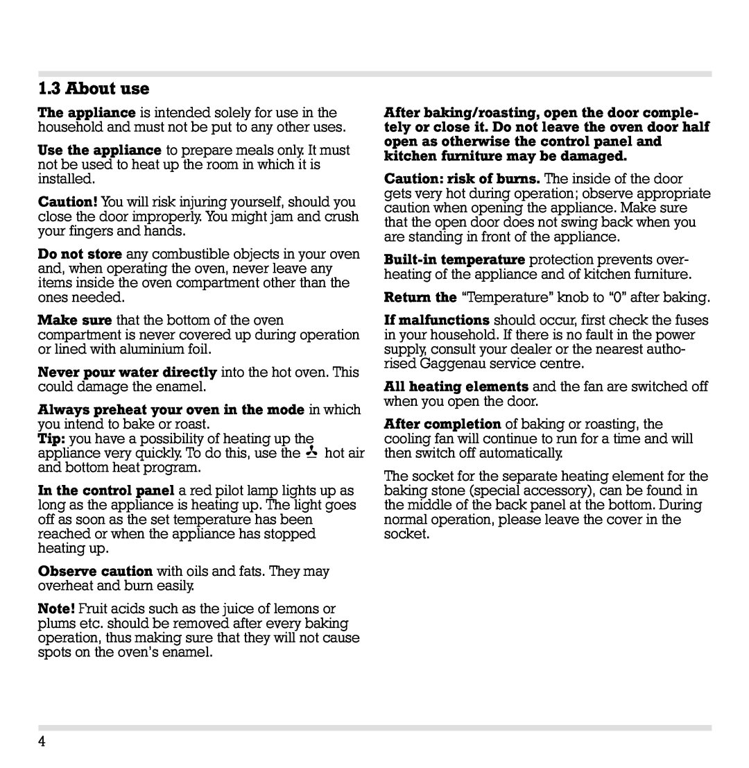 Gaggenau EB 204/205 manual About use 