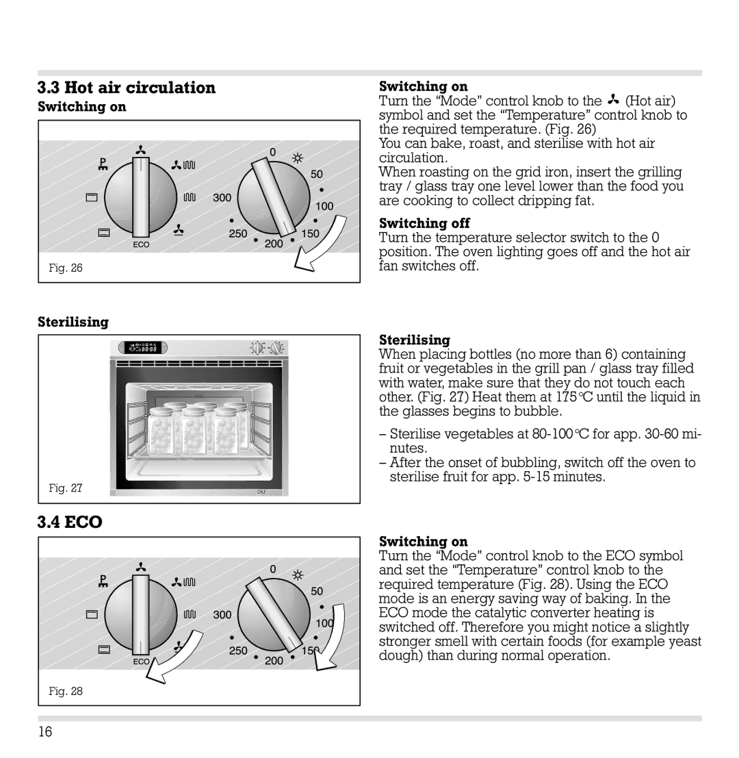 Gaggenau EB 210/211 installation instructions Hot air circulation, Eco 