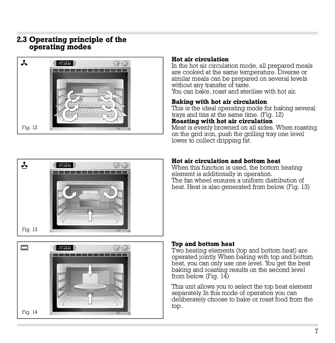 Gaggenau EB 210/211 installation instructions Operating principle of the operating modes 