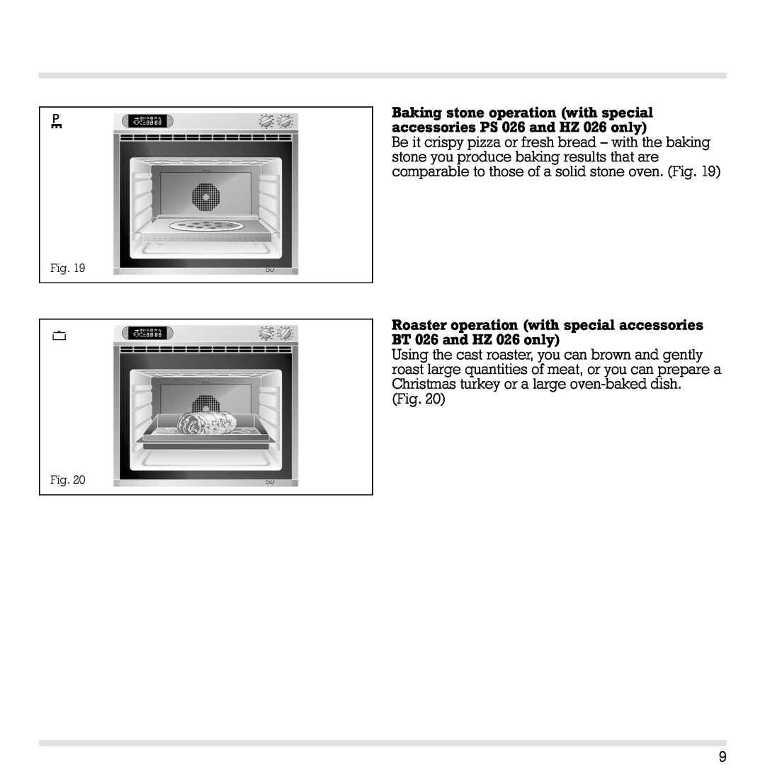 Gaggenau EB 260/261 manual Baking stone operation with special accessories PS 026 and HZ 026 only 