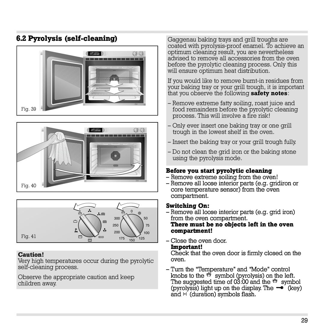 Gaggenau EB 260/261 manual Pyrolysis self-cleaning 