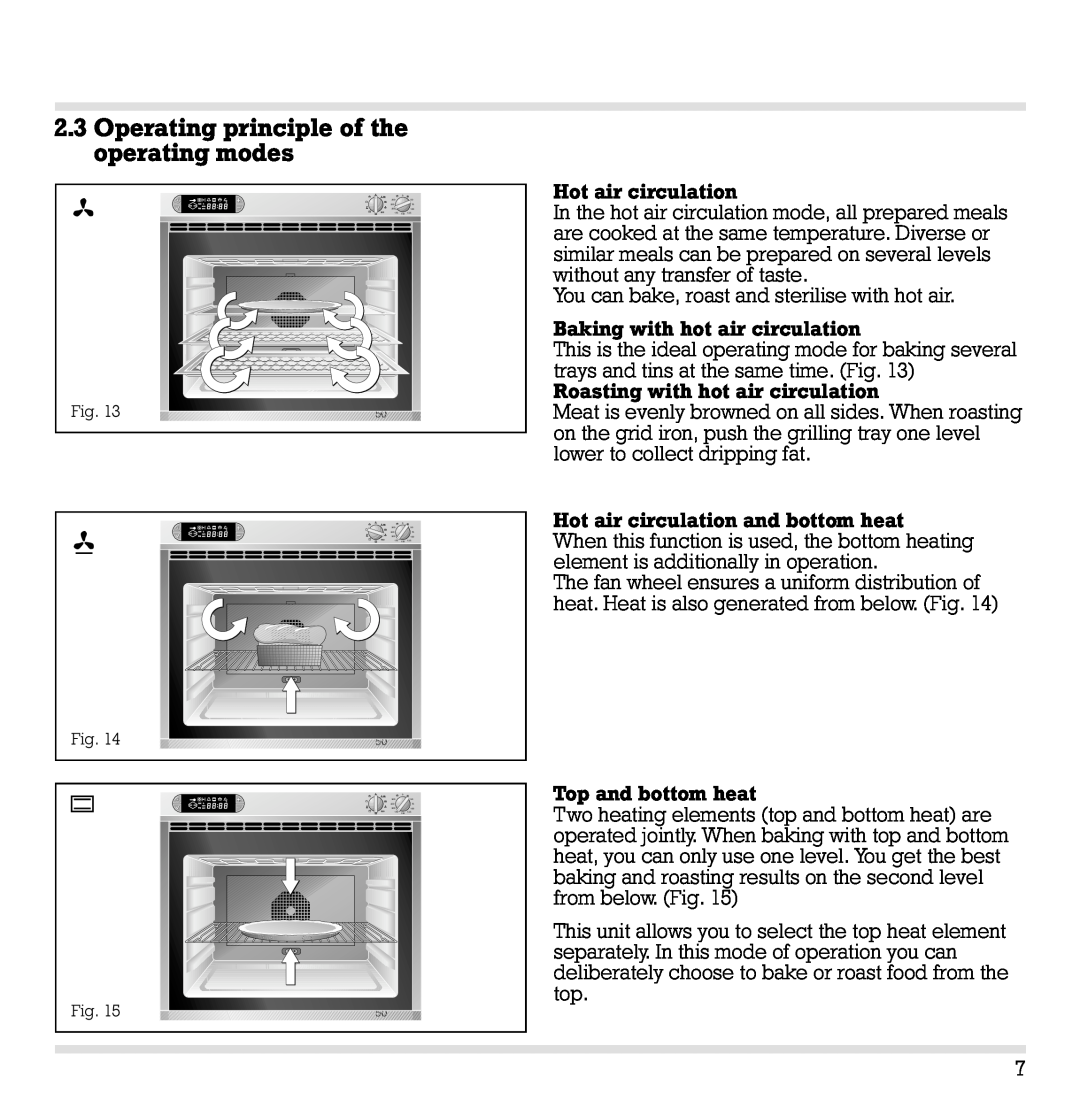 Gaggenau EB 260/261 manual Operating principle of the operating modes 