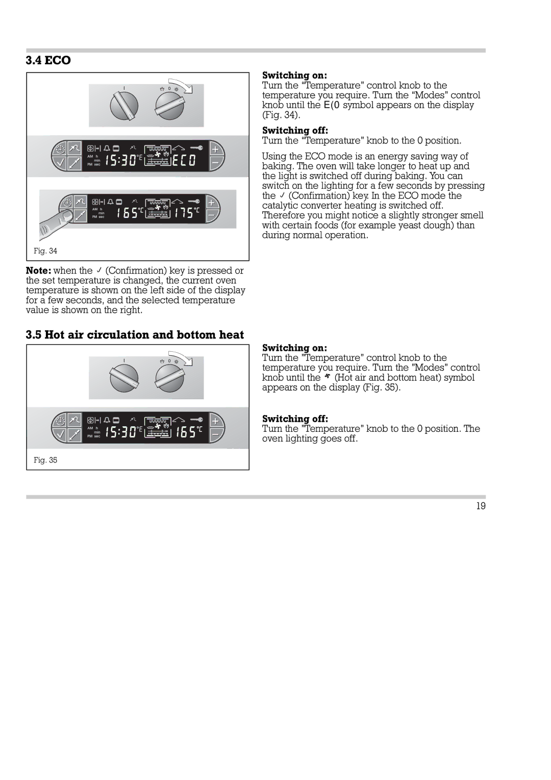 Gaggenau EB 290/291, EB 270/271 installation instructions ECO Hot air circulation and bottom heat 