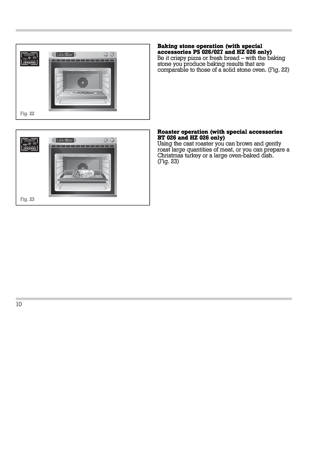 Gaggenau EB 270/271, EB 290/291 installation instructions Roaster operation with special accessories BT 026 and HZ 026 only 