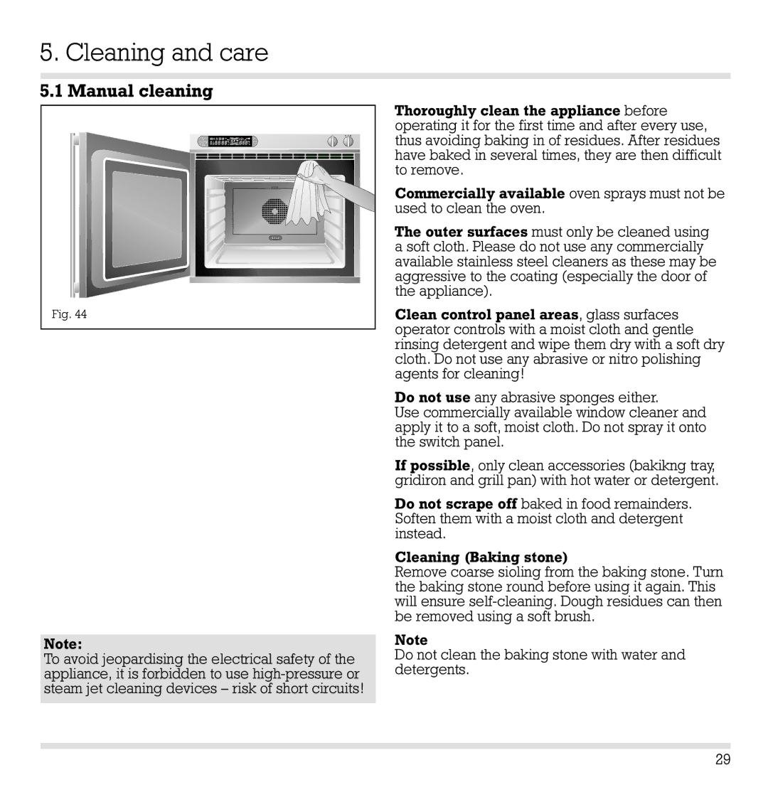 Gaggenau EB 290, EB 291, EB 271, EB 270 manual Cleaning and care, Manual cleaning 