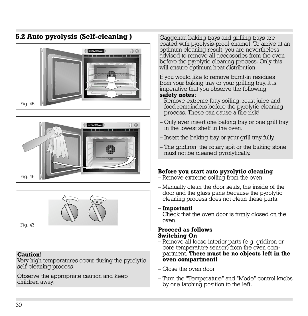 Gaggenau EB 271, EB 291, EB 290, EB 270 manual Auto pyrolysis Self-cleaning 