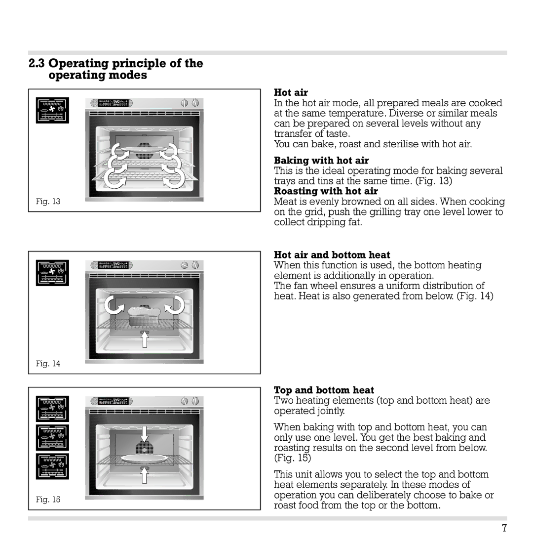 Gaggenau EB 270, EB 291, EB 290, EB 271 manual Operating principle of the operating modes 