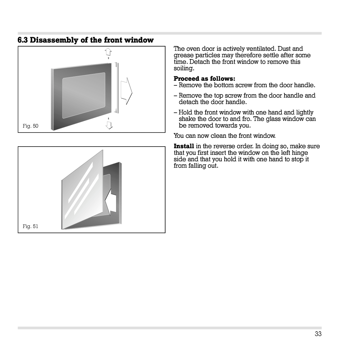Gaggenau EB 290, EB 291, EB 271, EB 270 manual Disassembly of the front window 