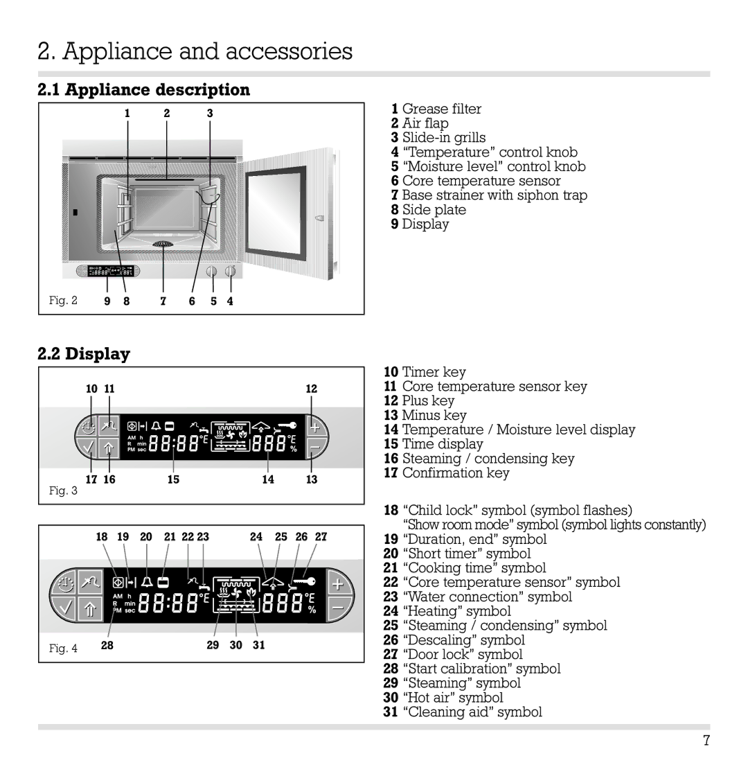 Gaggenau ED 220/221-6 manual Appliance and accessories, Appliance description, Display 