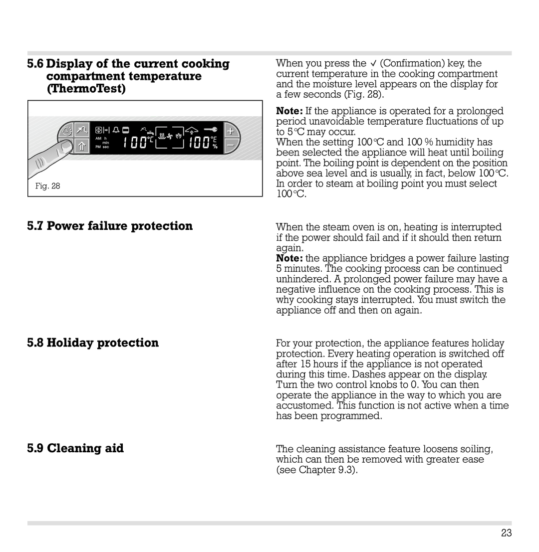 Gaggenau ED221, ED 220 manual Power failure protection, Holiday protection Cleaning aid 