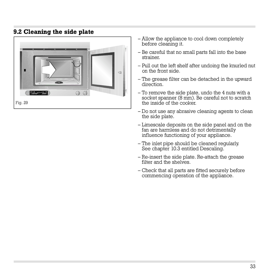 Gaggenau ED221, ED 220 manual Cleaning the side plate 