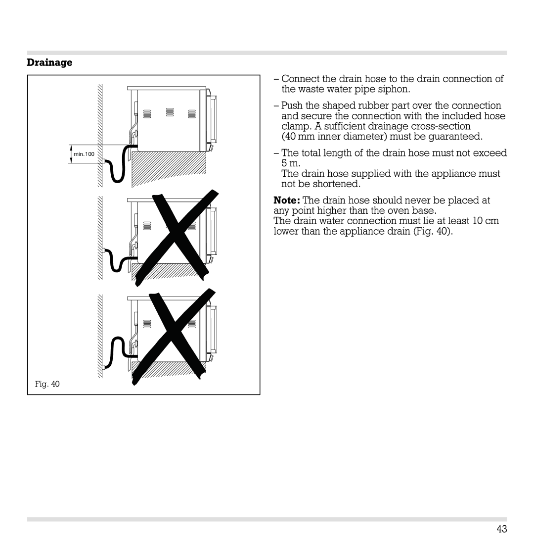 Gaggenau ED221, ED 220 manual Drainage 