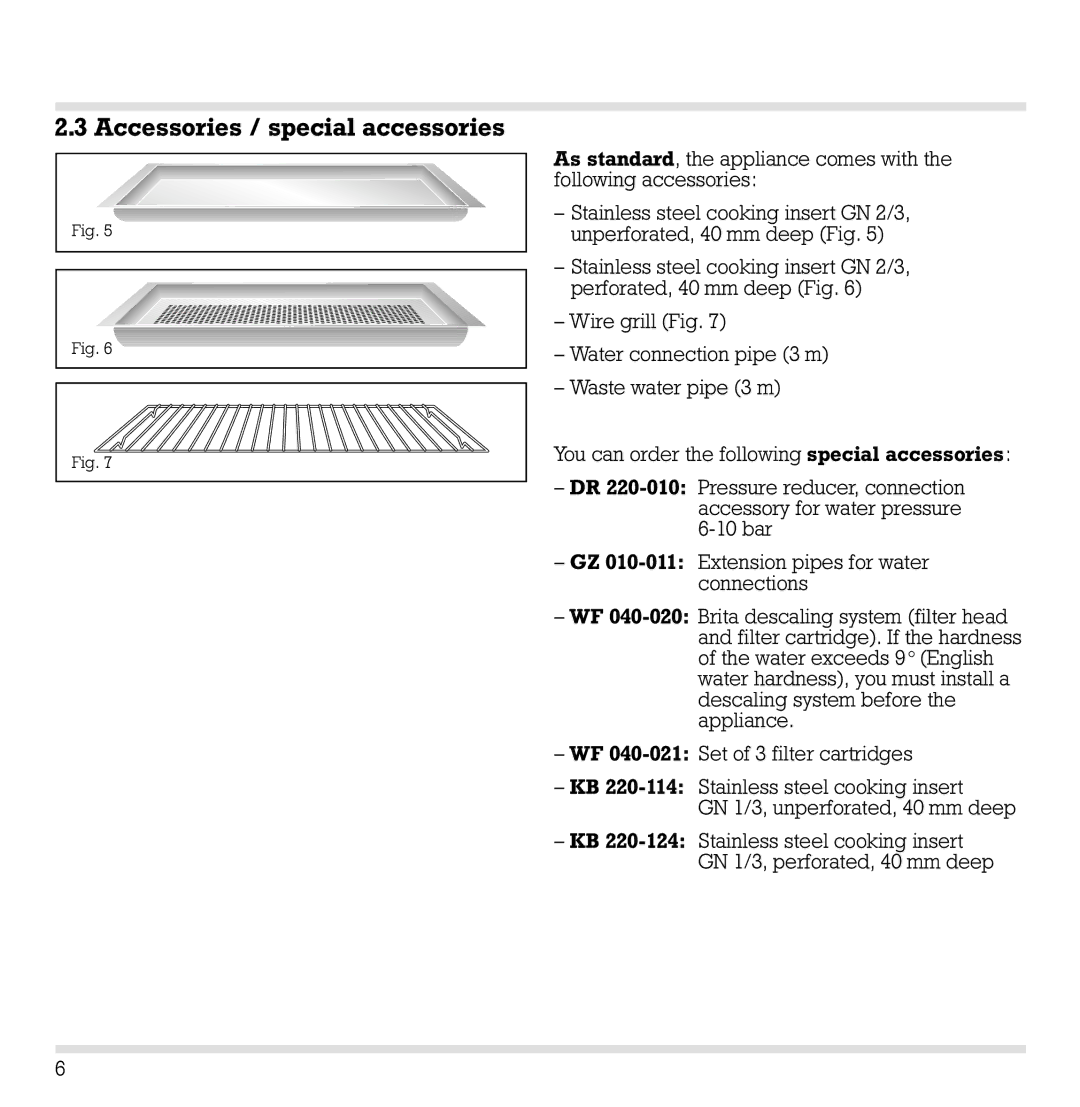 Gaggenau ED 220, ED221 manual Accessories / special accessories 