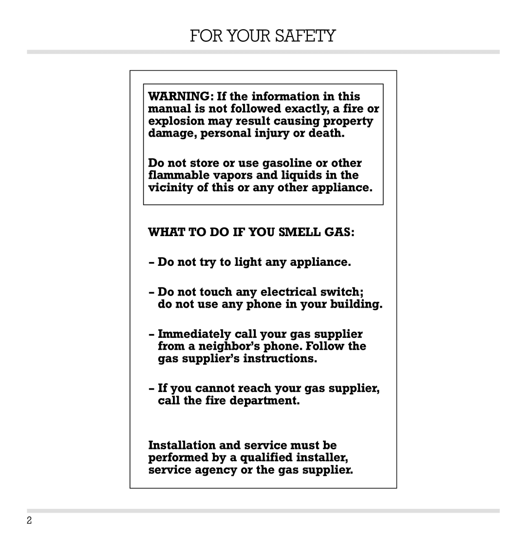 Gaggenau KG 260 CA manual For Your Safety 