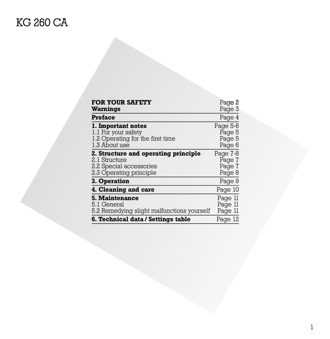 Gaggenau KG 260 CA manual 