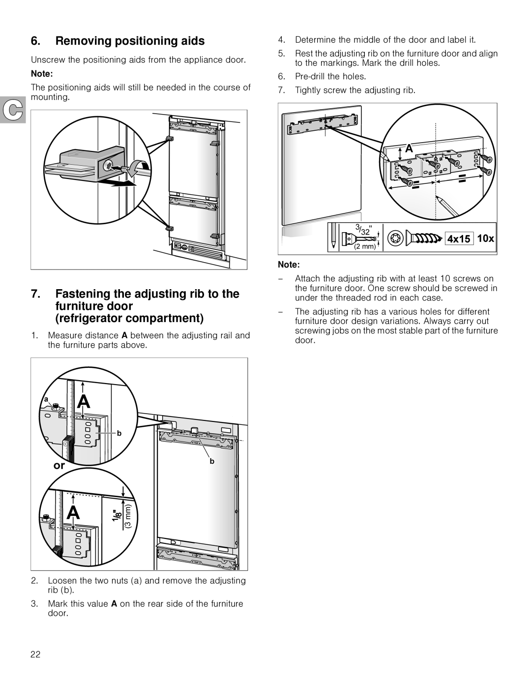 Gaggenau RB 472, RB 492 installation instructions Removing positioning aids 