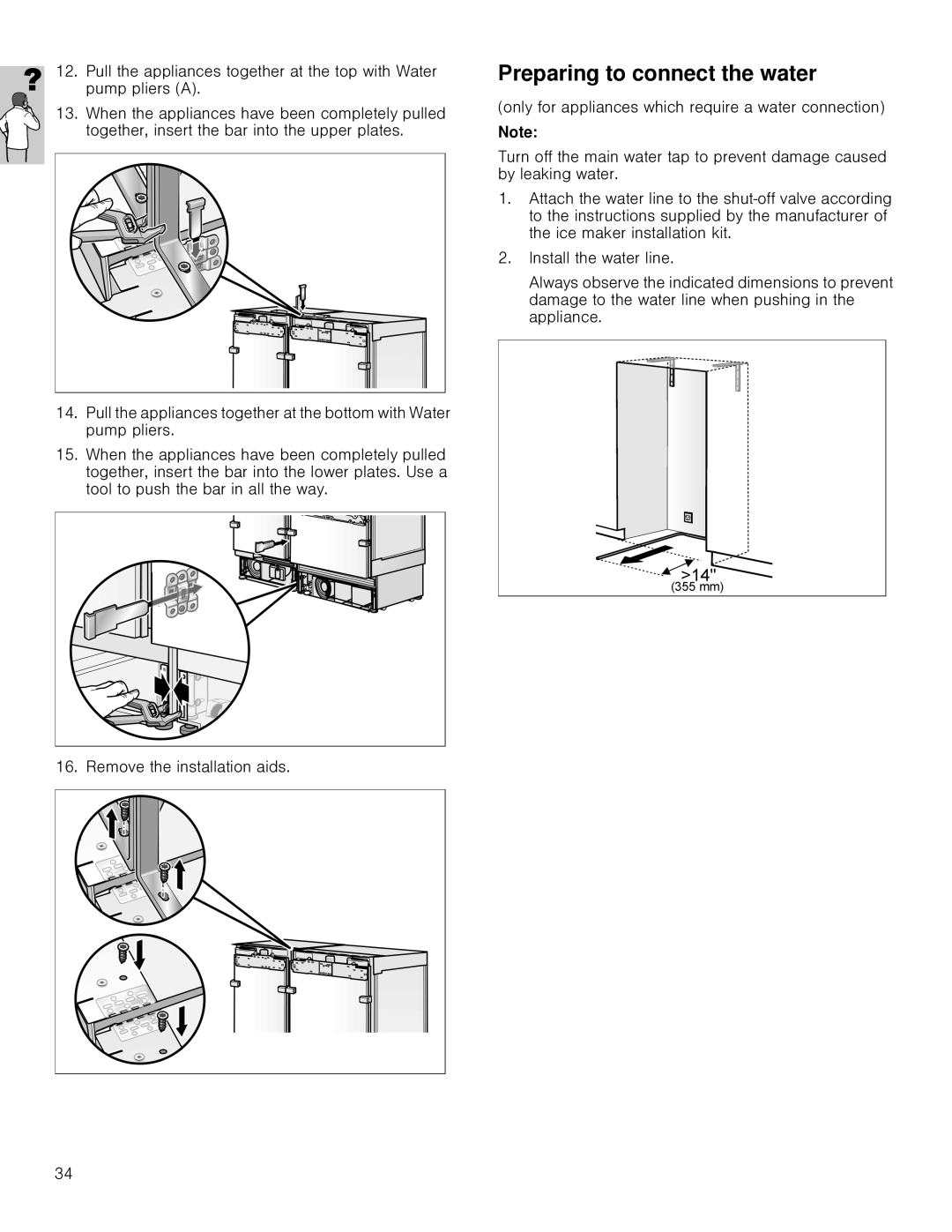 Gaggenau RB 472, RB 492 installation instructions Preparing to connect the water 