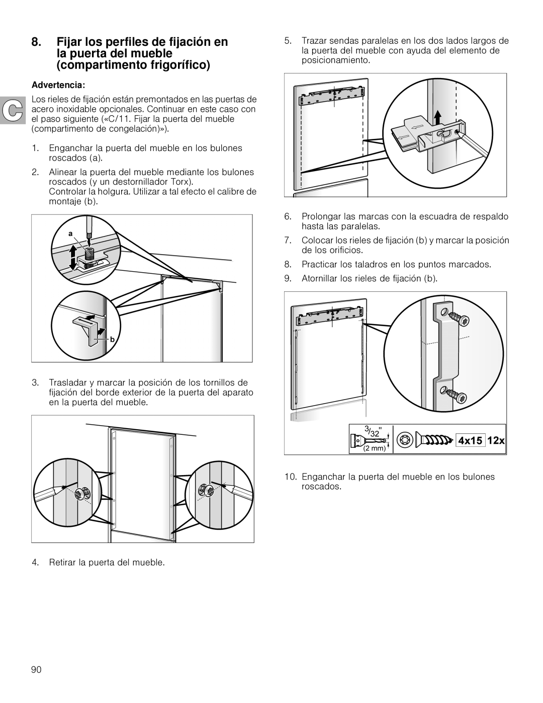 Gaggenau RB 472, RB 492 installation instructions Advertencia 