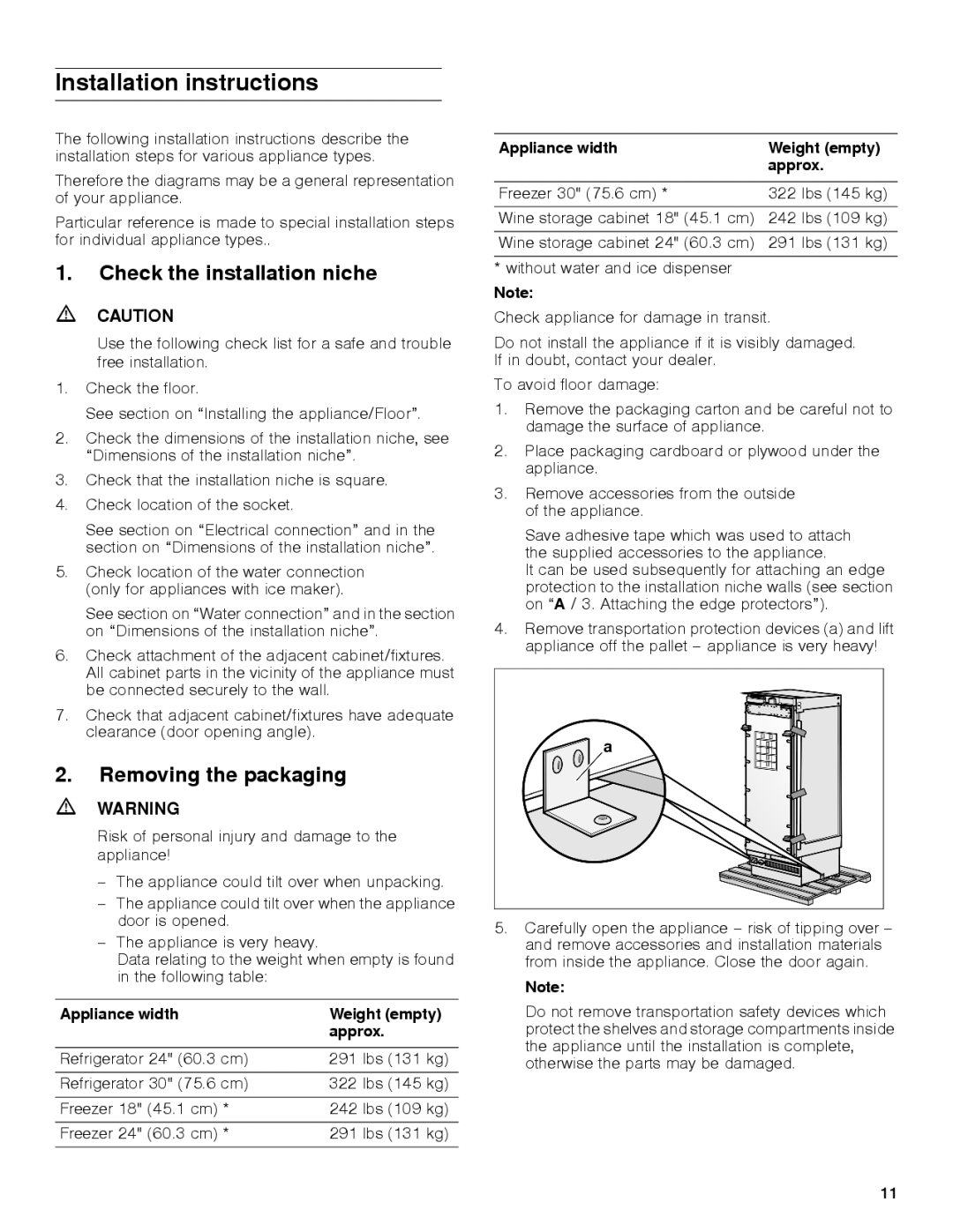 Gaggenau rc 462/413 rf 411/413 rf 461/463 rf 471 rw 414/464 manual Installation instructions, Check the installation niche 