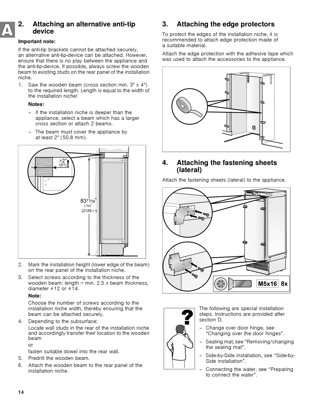 Gaggenau rc 462/413 rf 411/413 rf 461/463 rf 471 rw 414/464 manual Attaching an alternative anti-tip device 