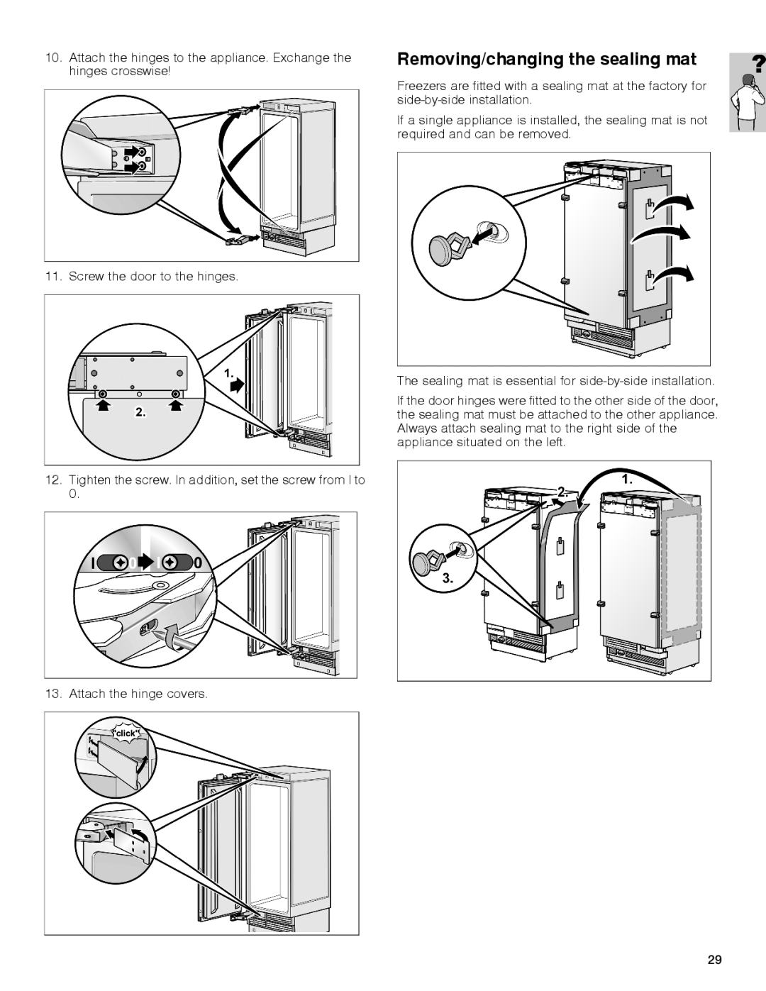 Gaggenau rc 462/413 rf 411/413 rf 461/463 rf 471 rw 414/464 manual Removing/changing the sealing mat 