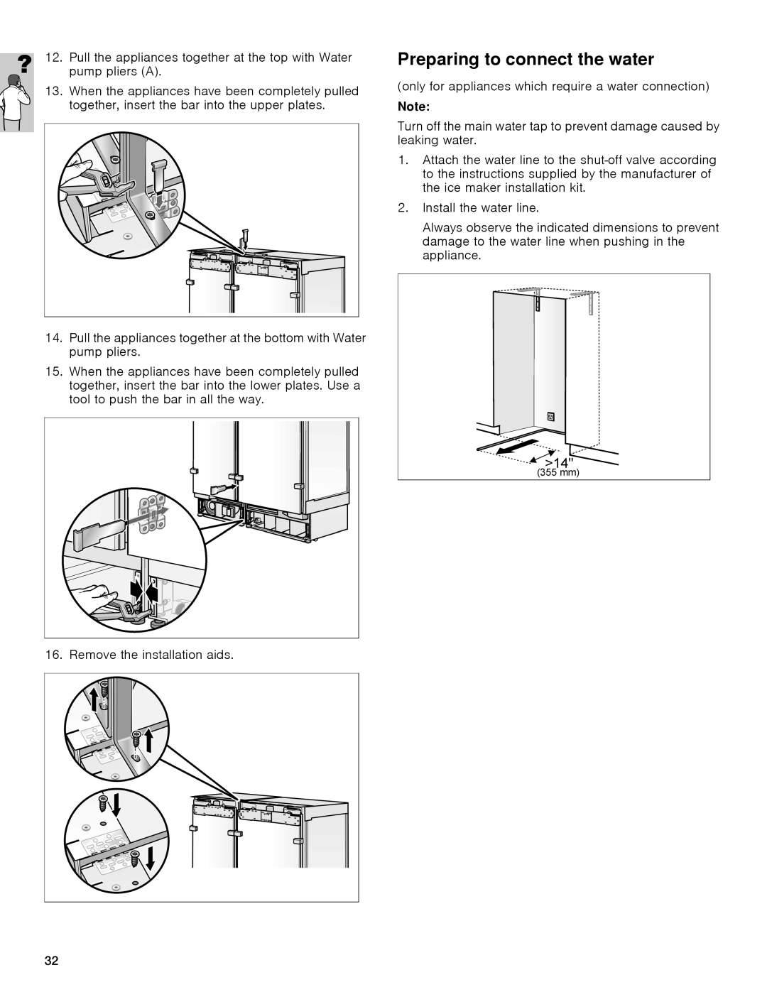 Gaggenau rc 462/413 rf 411/413 rf 461/463 rf 471 rw 414/464 manual Preparing to connect the water 