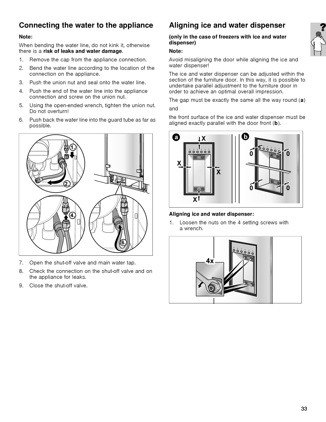 Gaggenau rc 462/413 rf 411/413 rf 461/463 rf 471 rw 414/464 manual Connecting the water to the appliance 