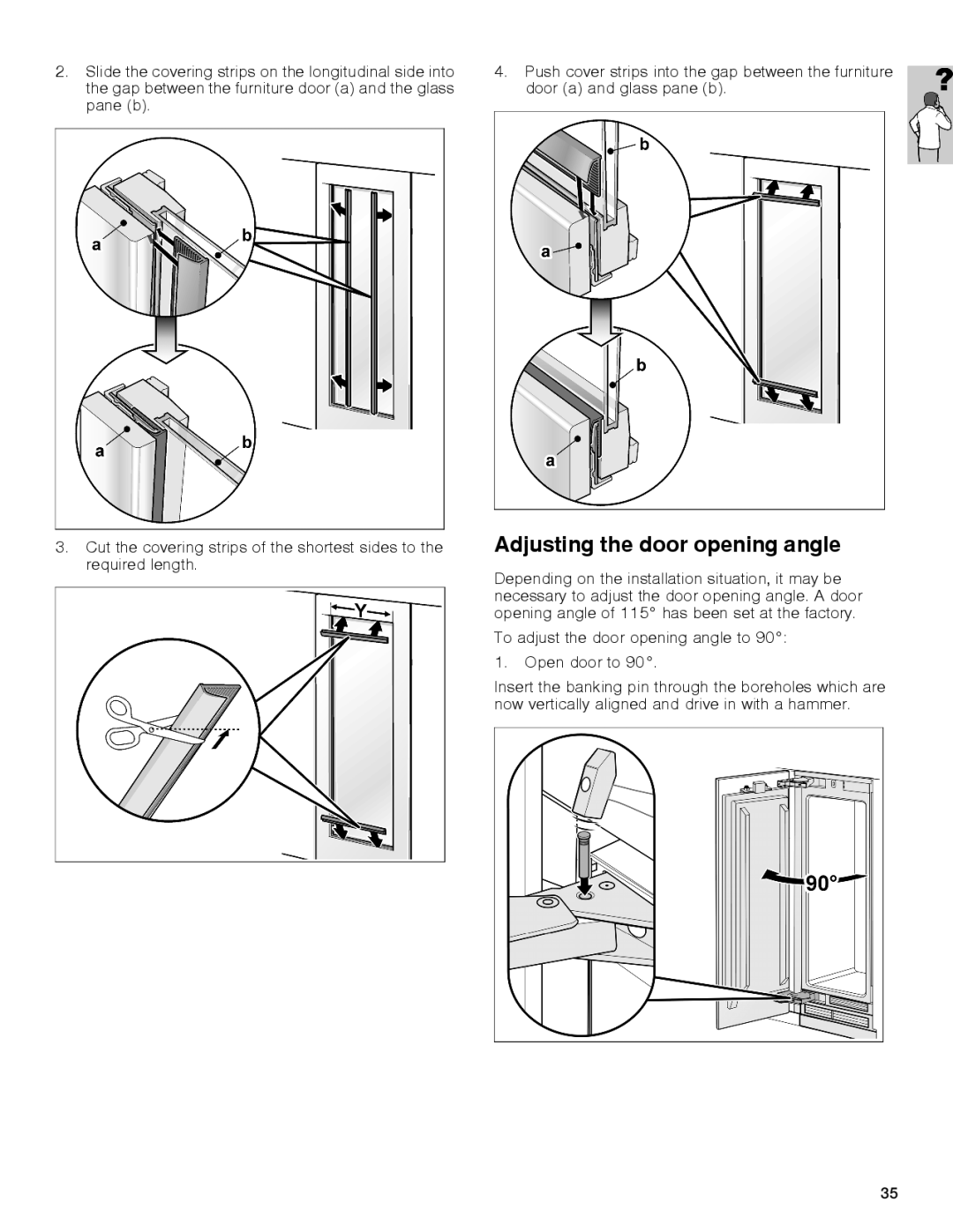 Gaggenau rc 462/413 rf 411/413 rf 461/463 rf 471 rw 414/464 manual Adjusting the door opening angle 