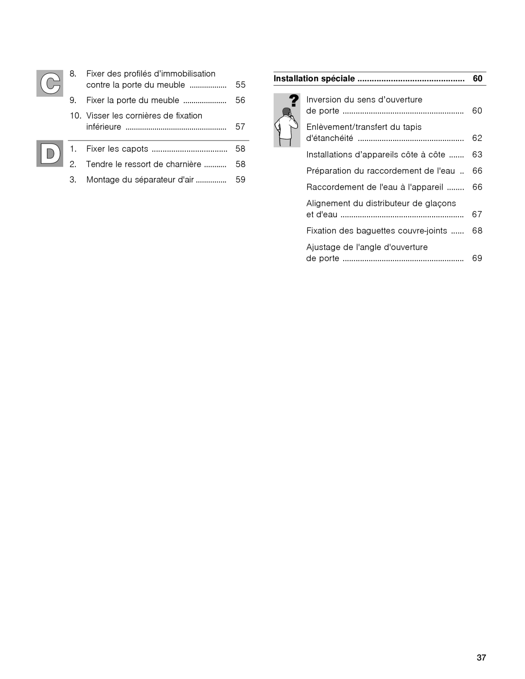 Gaggenau rc 462/413 rf 411/413 rf 461/463 rf 471 rw 414/464 manual Visser les cornières de fixation 