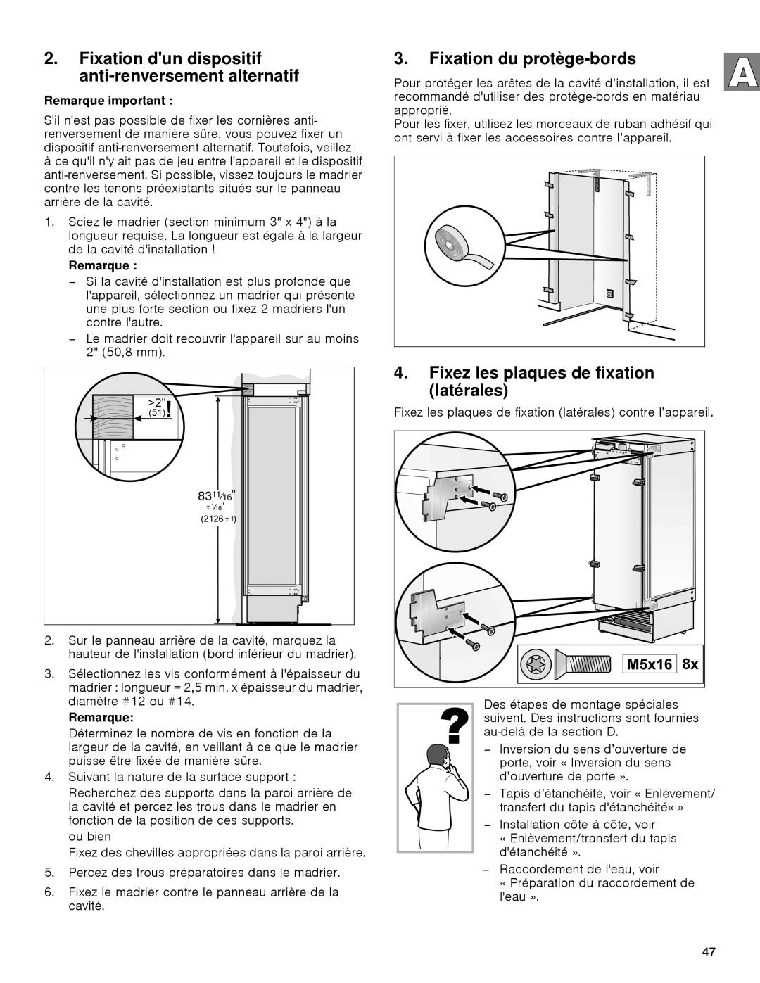 Gaggenau rc 462/413 rf 411/413 rf 461/463 rf 471 rw 414/464 manual Fixation dun dispositif anti-renversement alternatif 