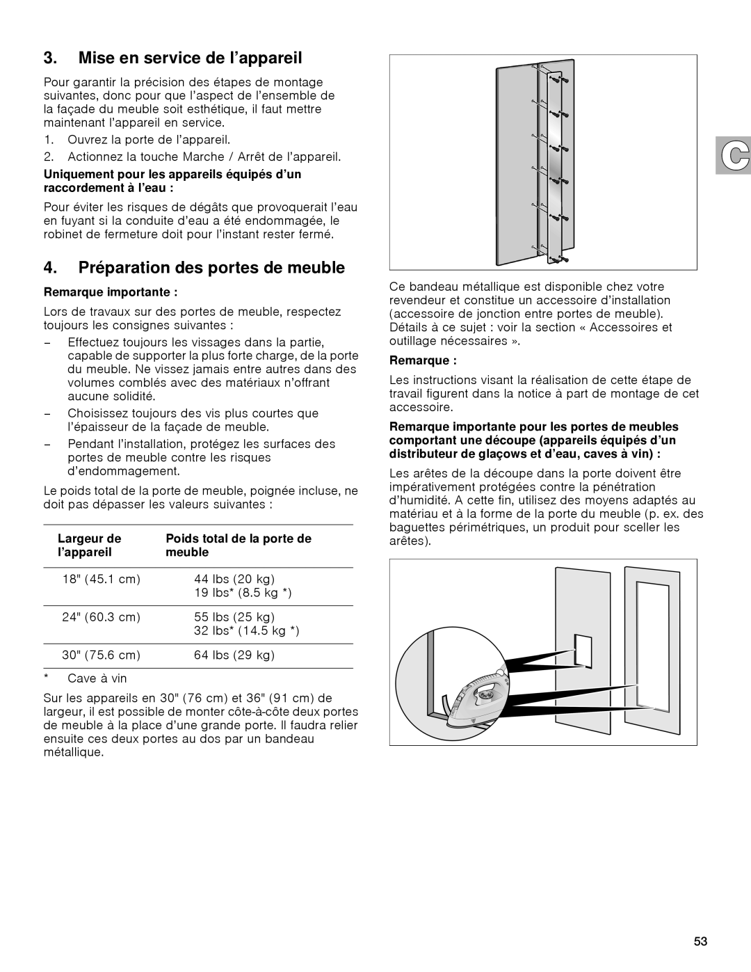 Gaggenau rc 462/413 rf 411/413 rf 461/463 rf 471 rw 414/464 manual Mise en service de l’appareil, Remarque importante 