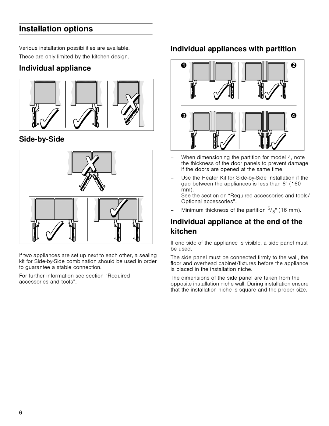 Gaggenau rc 462/413 rf 411/413 rf 461/463 rf 471 rw 414/464 manual Installation options 