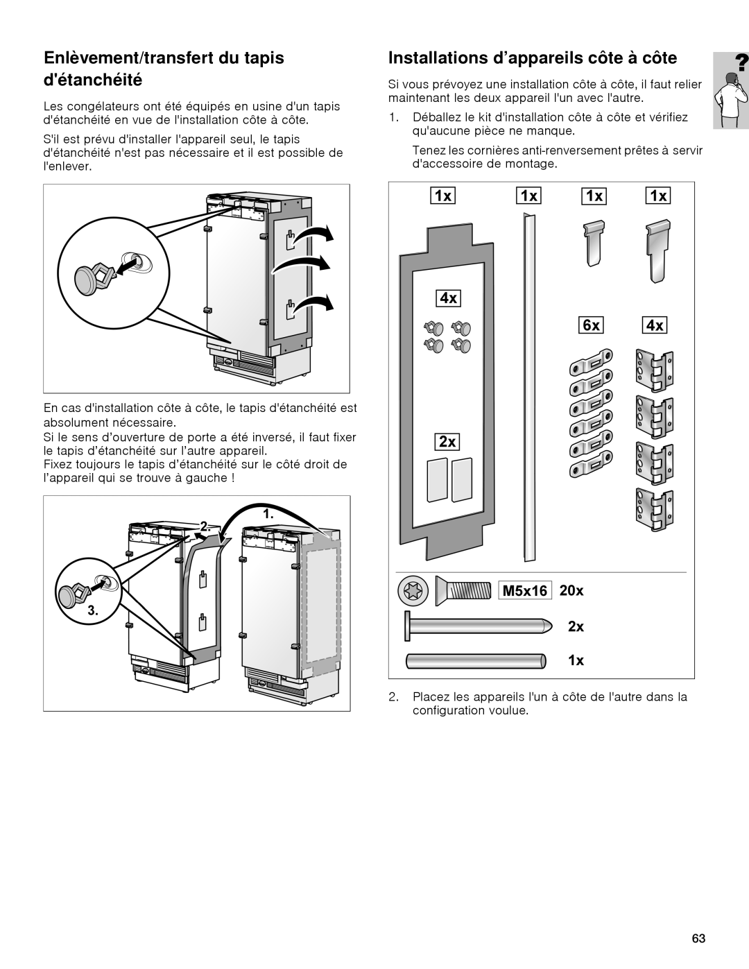 Gaggenau rc 462/413 rf 411/413 rf 461/463 rf 471 rw 414/464 manual Enlèvement/transfert du tapis détanchéité 