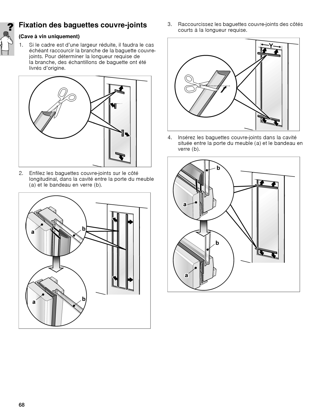 Gaggenau rc 462/413 rf 411/413 rf 461/463 rf 471 rw 414/464 Fixation des baguettes couvre-joints, Cave à vin uniquement 