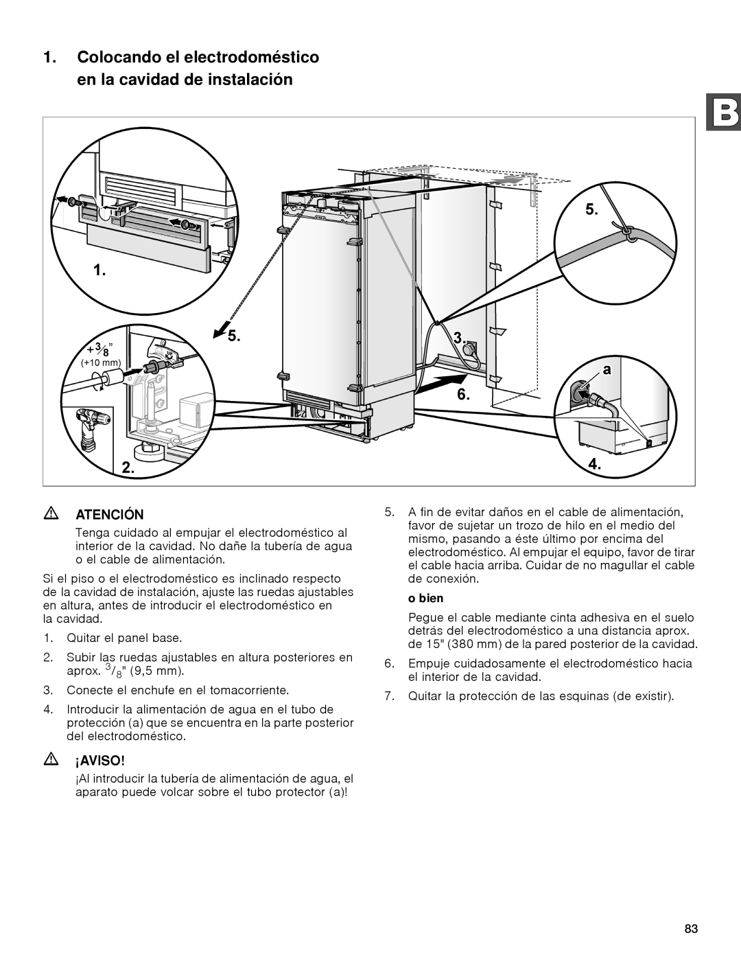 Gaggenau rc 462/413 rf 411/413 rf 461/463 rf 471 rw 414/464 Colocando el electrodoméstico en la cavidad de instalación 