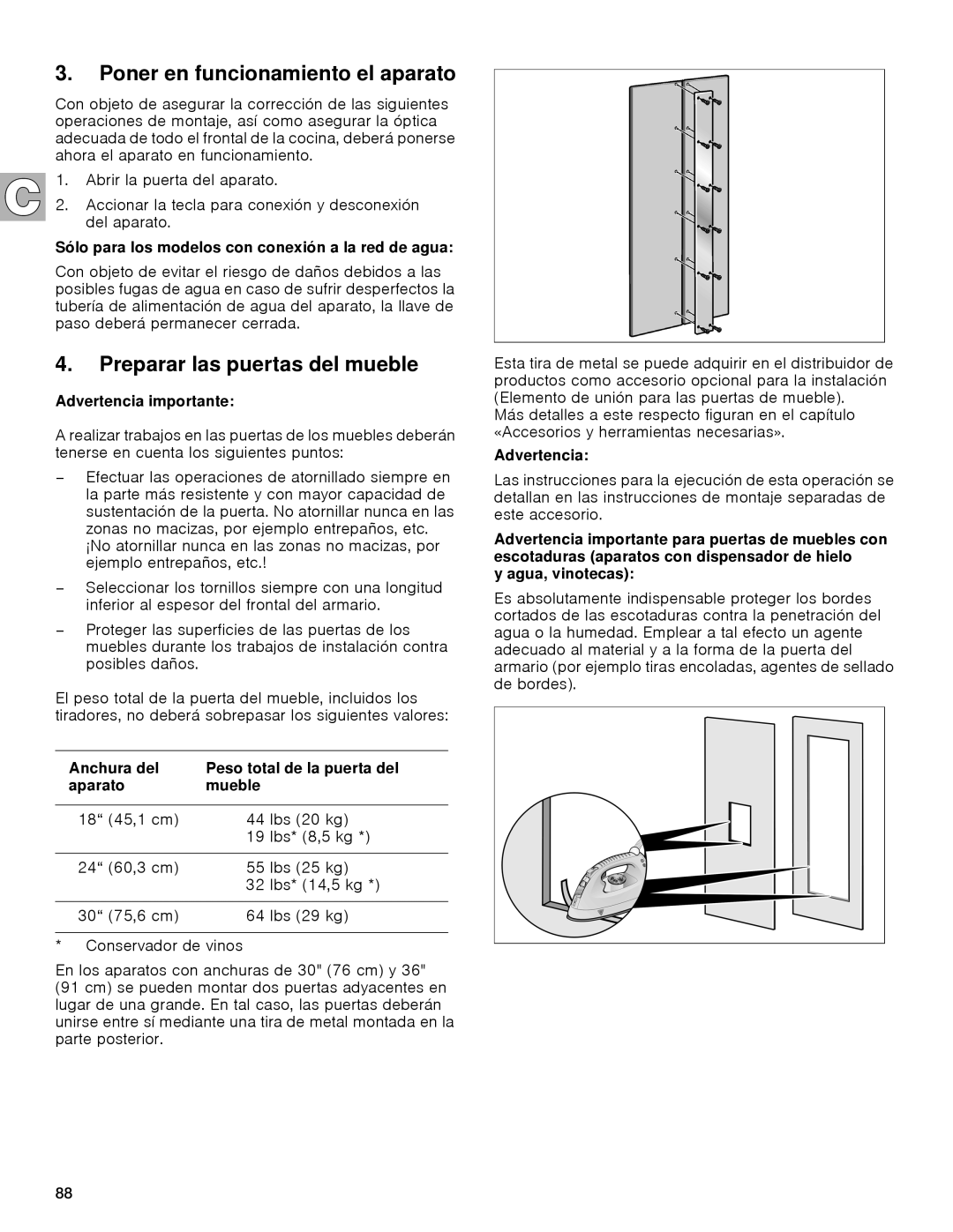 Gaggenau rc 462/413 rf 411/413 rf 461/463 rf 471 rw 414/464 Poner en funcionamiento el aparato, Advertencia importante 