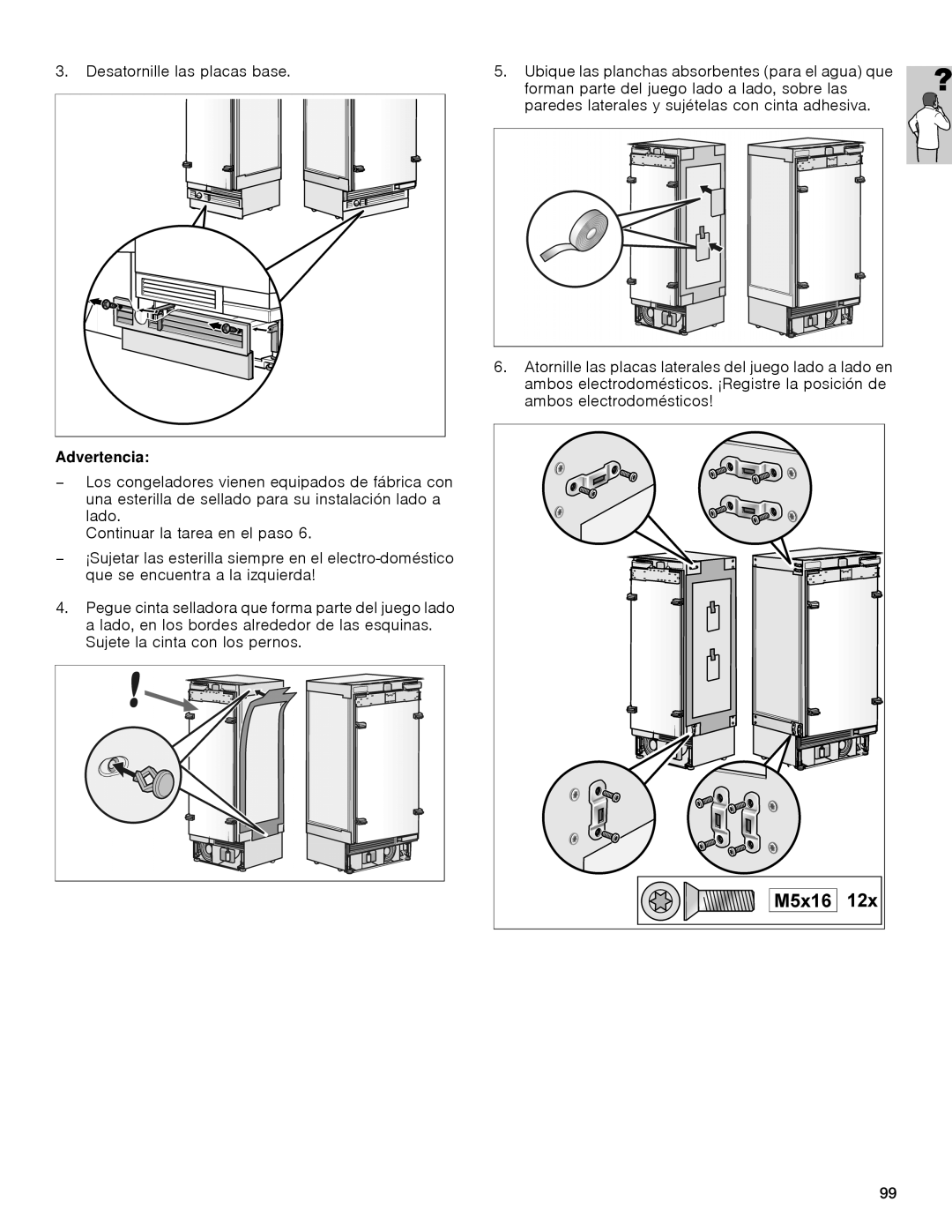 Gaggenau rc 462/413 rf 411/413 rf 461/463 rf 471 rw 414/464 manual Desatornille las placas base 