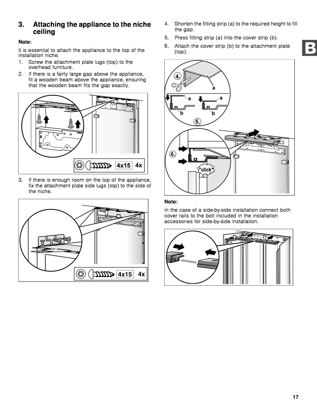 Gaggenau rc 462/413 rf 411/413 rf 461/463 rf 471 rw 414/464 manual Attaching the appliance to the niche ceiling 
