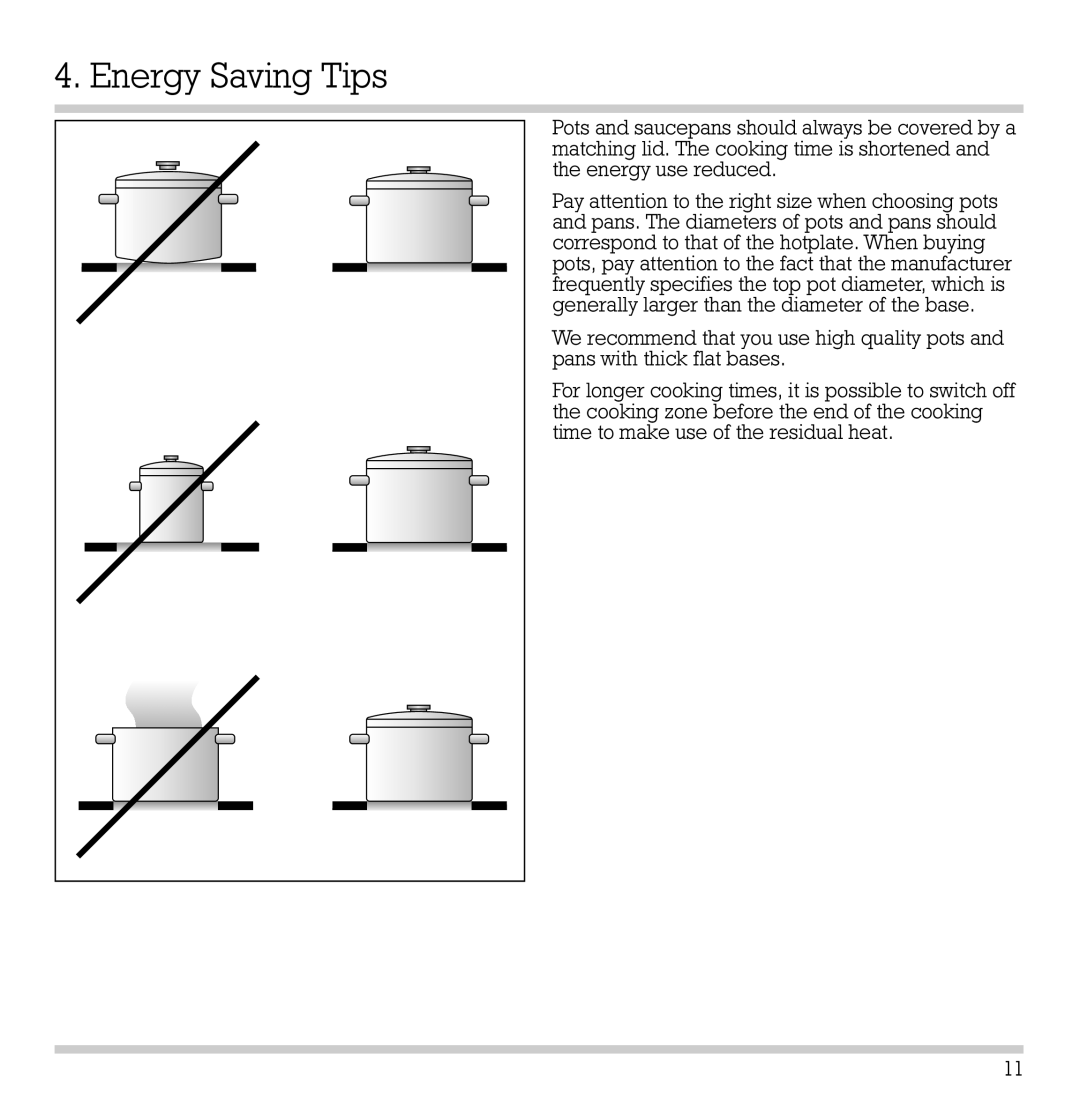 Gaggenau VC 422-610 manual Energy Saving Tips 