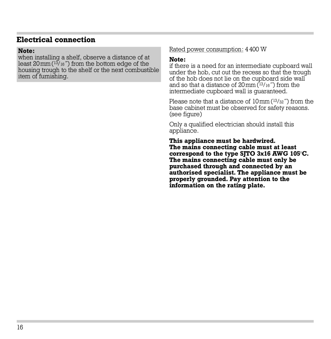 Gaggenau VC 422-610 manual Electrical connection 