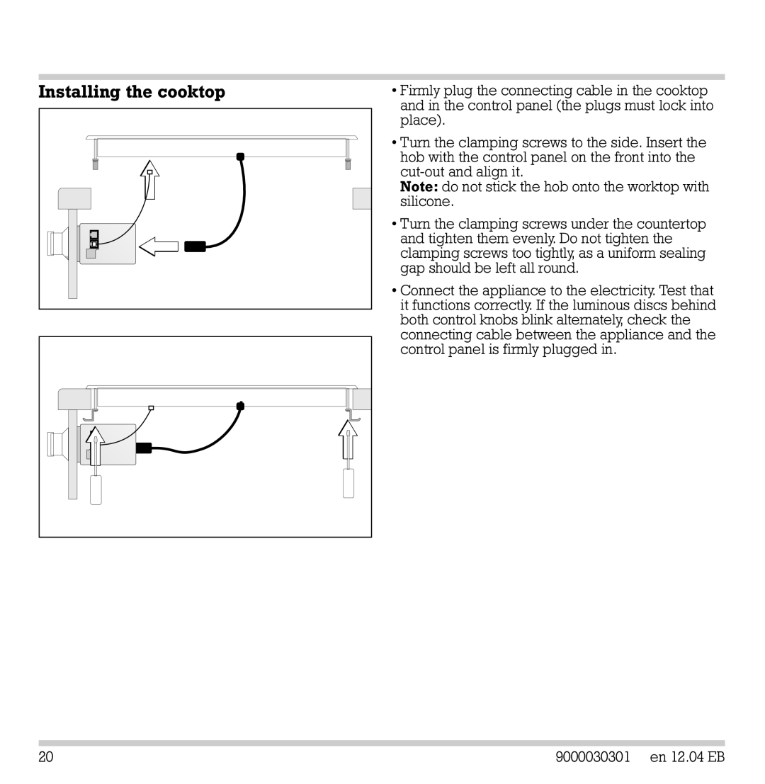 Gaggenau VC 422-610 manual Installing the cooktop 