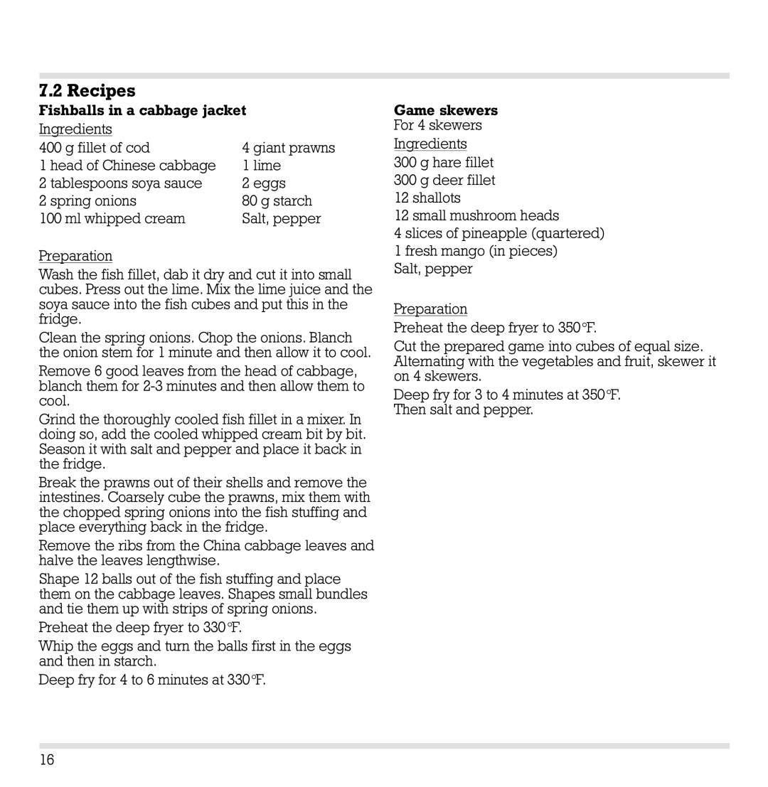 Gaggenau VF 230-610 manual Recipes 