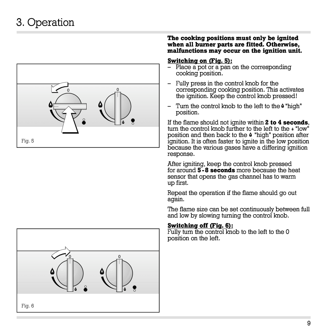 Gaggenau VG 232 CA manual Operation 