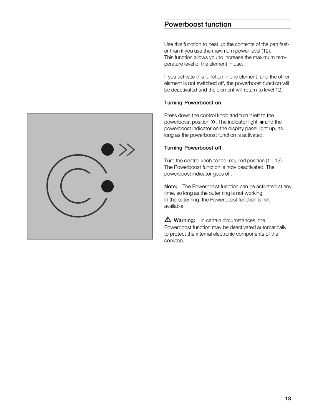 Gaggenau VI 411611 manual Powerboost Function 