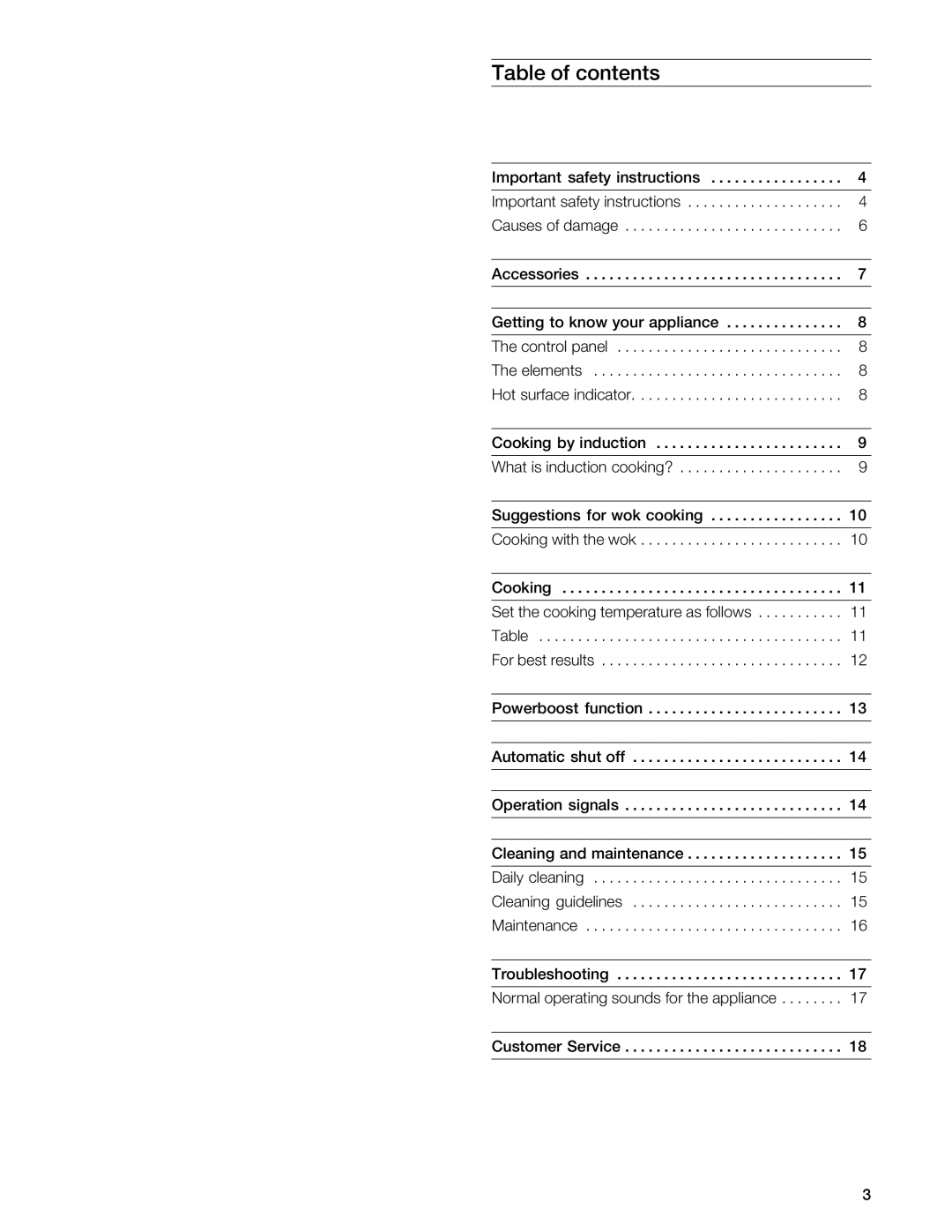 Gaggenau VI 411611 manual Table of contents 