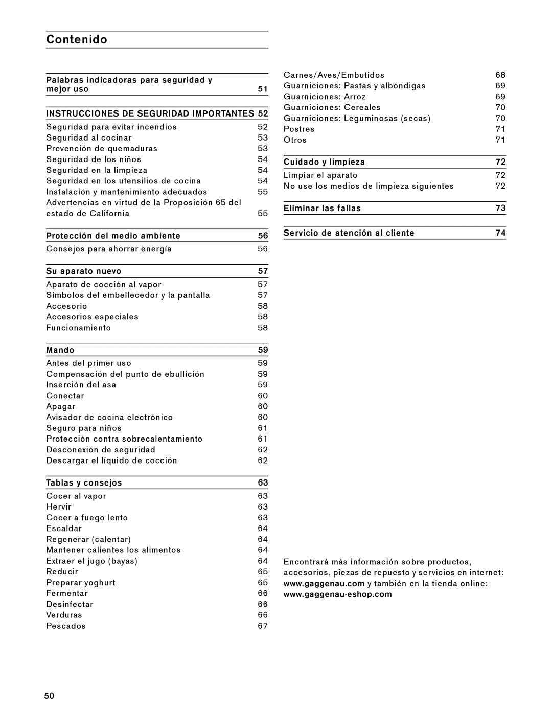 Gaggenau VK 230 714 manual Contenido 