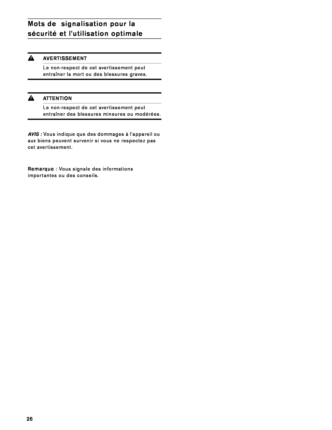 Gaggenau VK 230 714 manual Mots de signalisation pour la sécurité et lutilisation optimale, Avertissement, Attention 