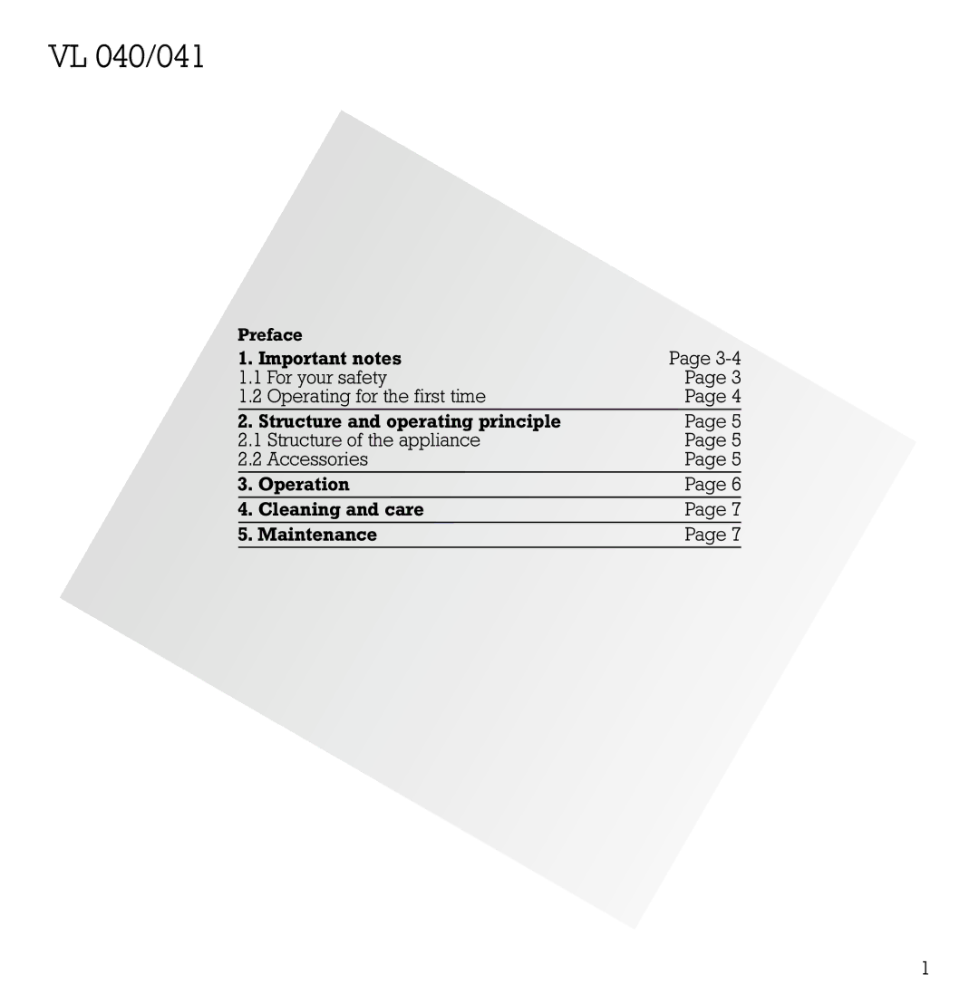 Gaggenau VL 040-107, VL 041-107 manual VL 040/041 