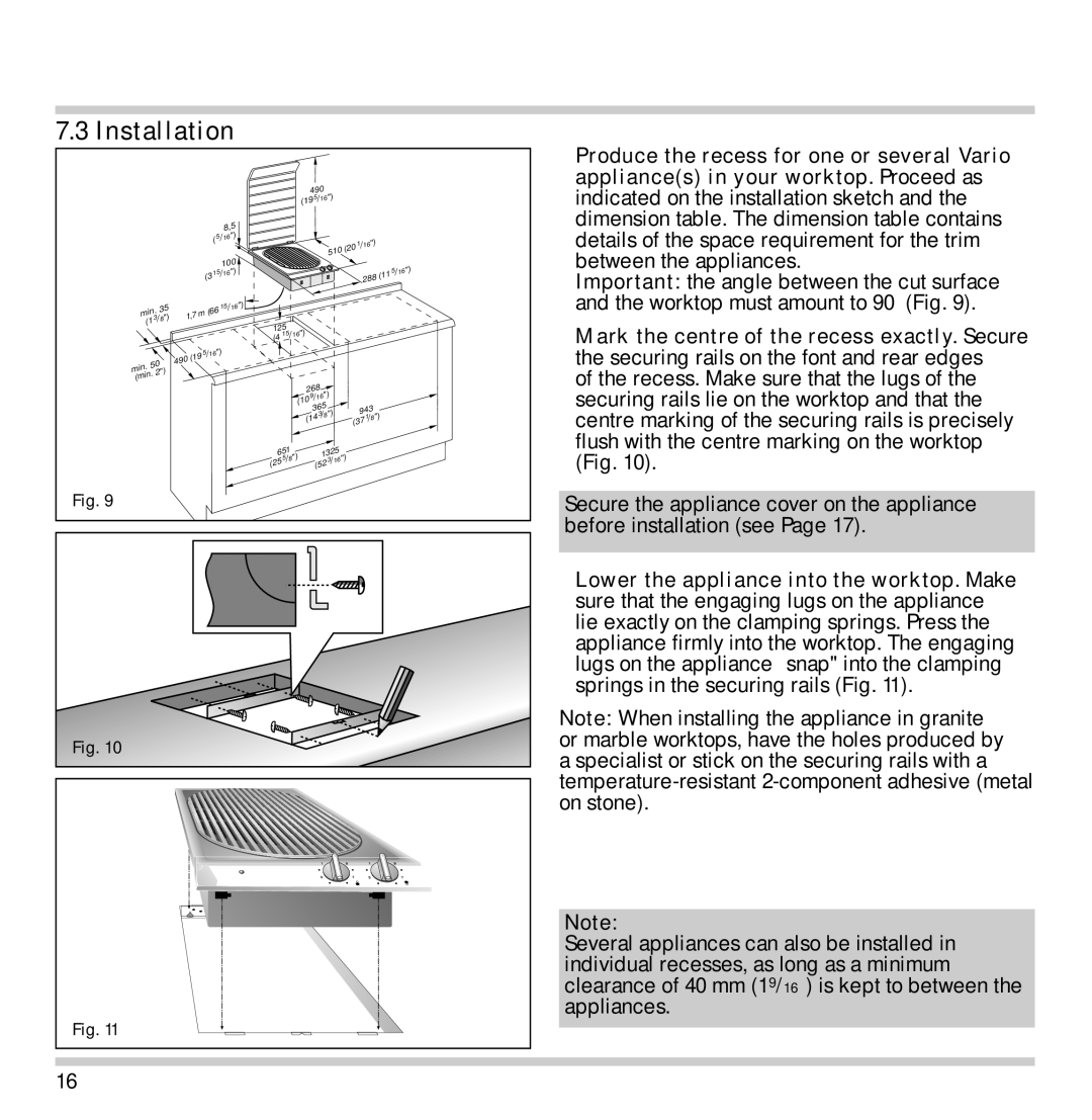 Gaggenau VR 230-612 manual Installation 