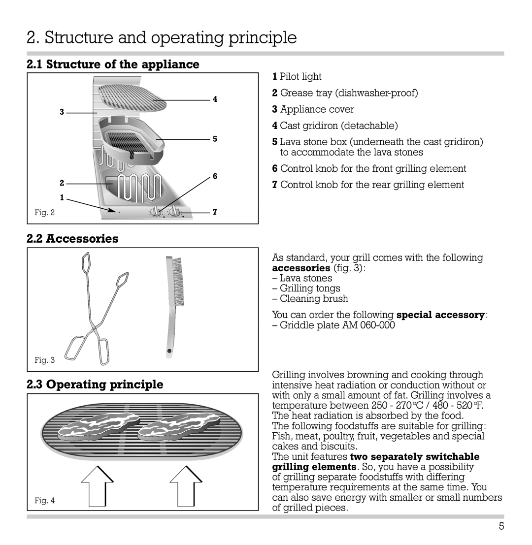 Gaggenau VR 230-612 manual Structure and operating principle, Structure of the appliance Accessories Operating principle 